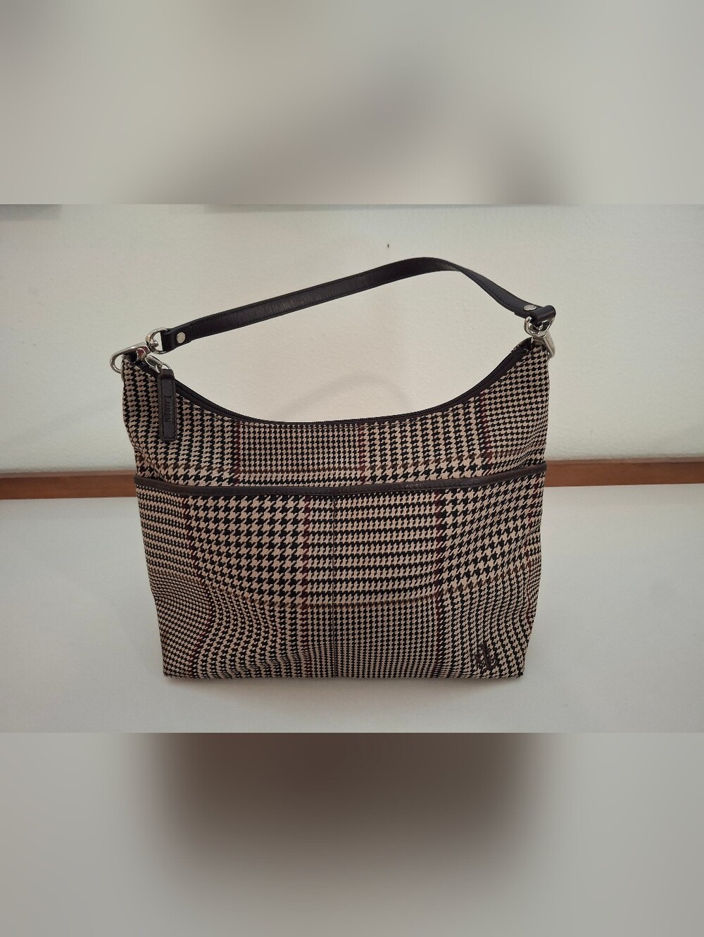 Vintage Ralph Lauren Brown and Cream Houndstooth Shoulder Bag